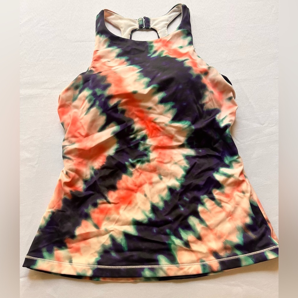 ATHLETA Tie-Dye Racerback Womens Swim Active Top Size 36D/DD Summer Bold Running